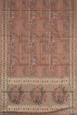 Image of Tissue Embroidery Peach Saree
