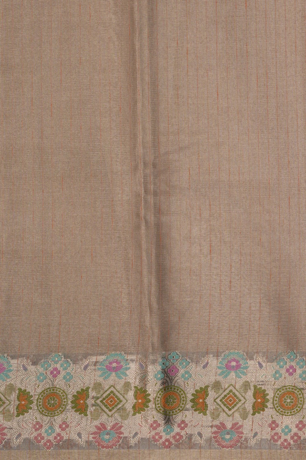 Image of Tissue Embroidery Peach Saree
