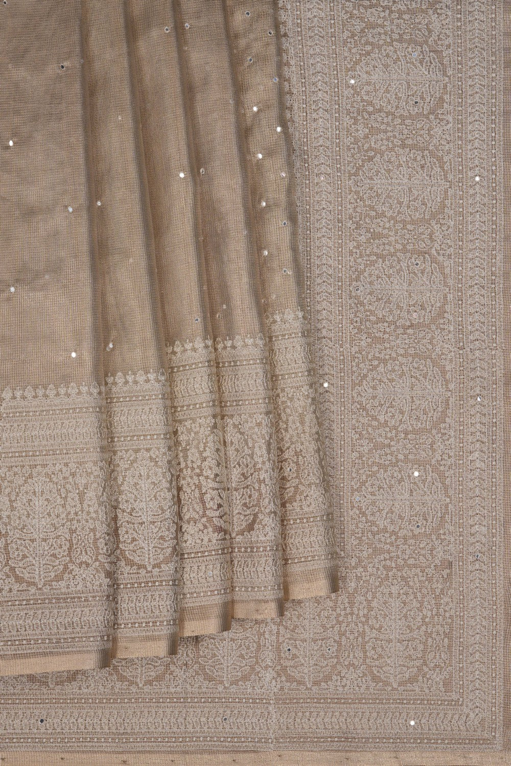 Tissue Embroidery Gold Saree