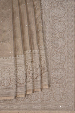 Image of Tissue Embroidery Gold Saree