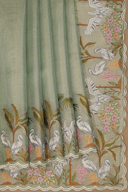 Image of Tissue Silk Green Saree