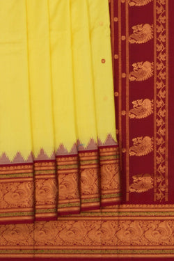 Image of Narayanpet Pure Silk Lime Yellow Saree