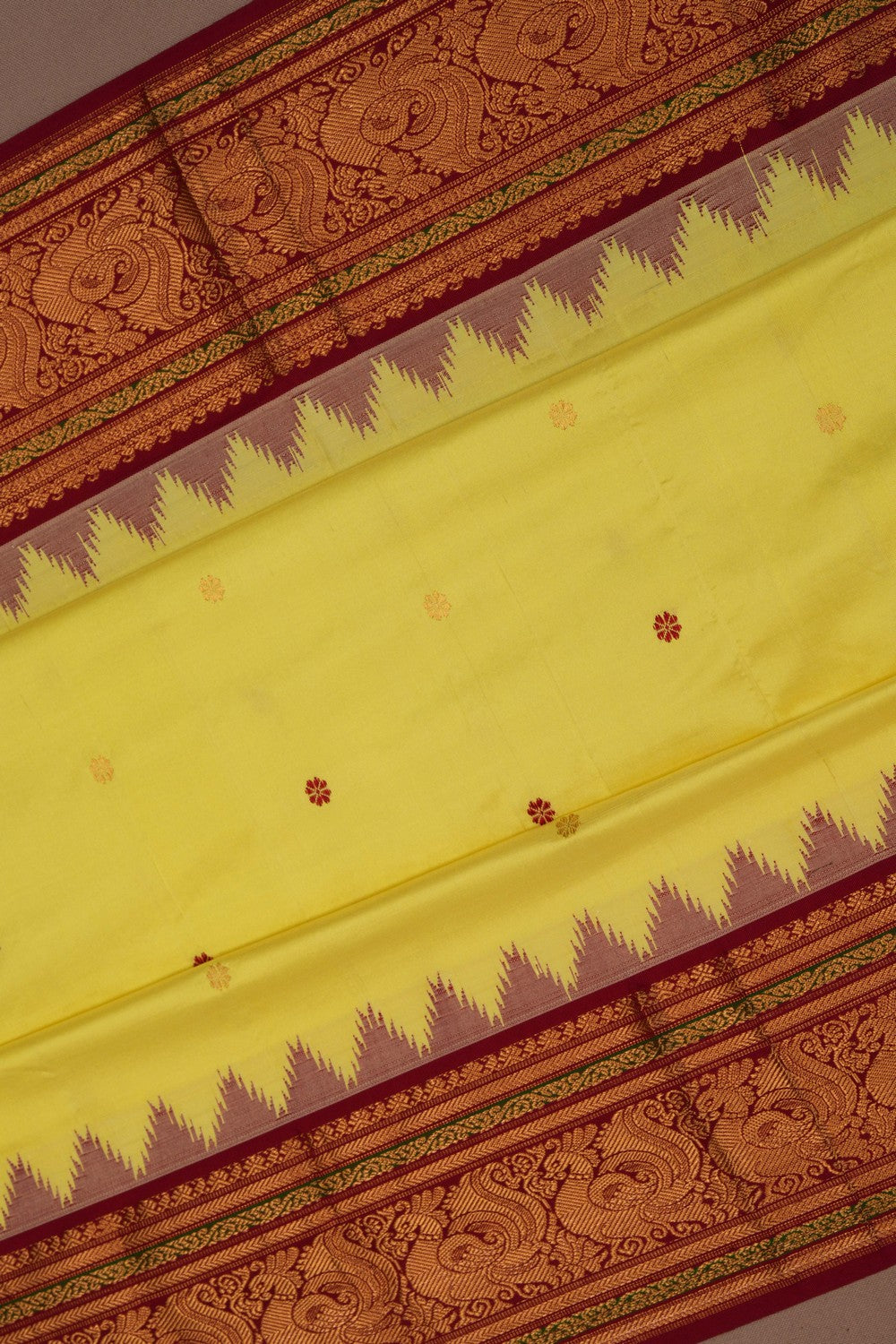Narayanpet Pure Silk Lime Yellow Saree