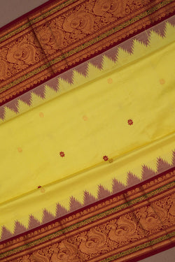 Image of Narayanpet Pure Silk Lime Yellow Saree