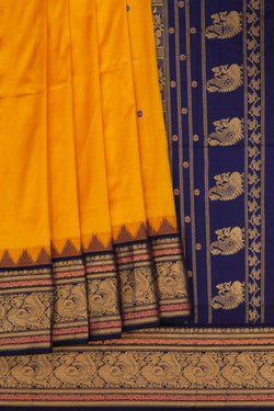 Image of Narayanpet Pure Silk Yellow Saree