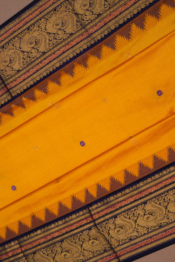 Image of Narayanpet Pure Silk Yellow Saree