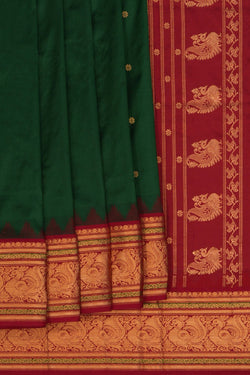 Image of Narayanpet Pure Silk Green Saree