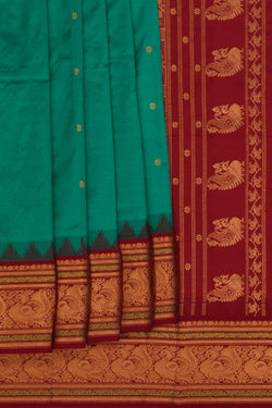 Image of Narayanpet Pure Silk Green Saree