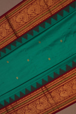 Image of Narayanpet Pure Silk Green Saree