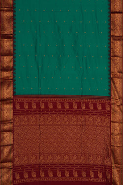 Image of Narayanpet Pure Silk Green Saree