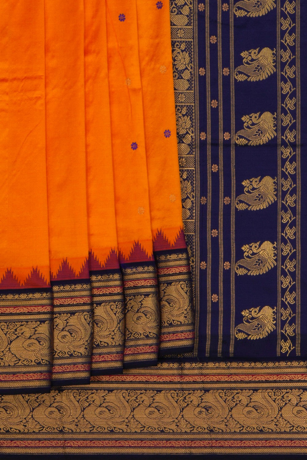 Narayanpet Pure Silk Orange Saree