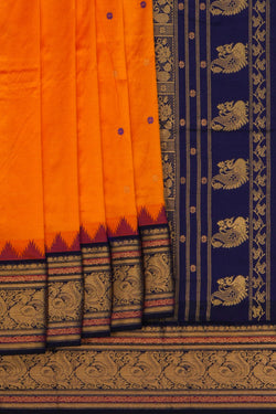 Image of Narayanpet Pure Silk Orange Saree