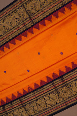 Image of Narayanpet Pure Silk Orange Saree