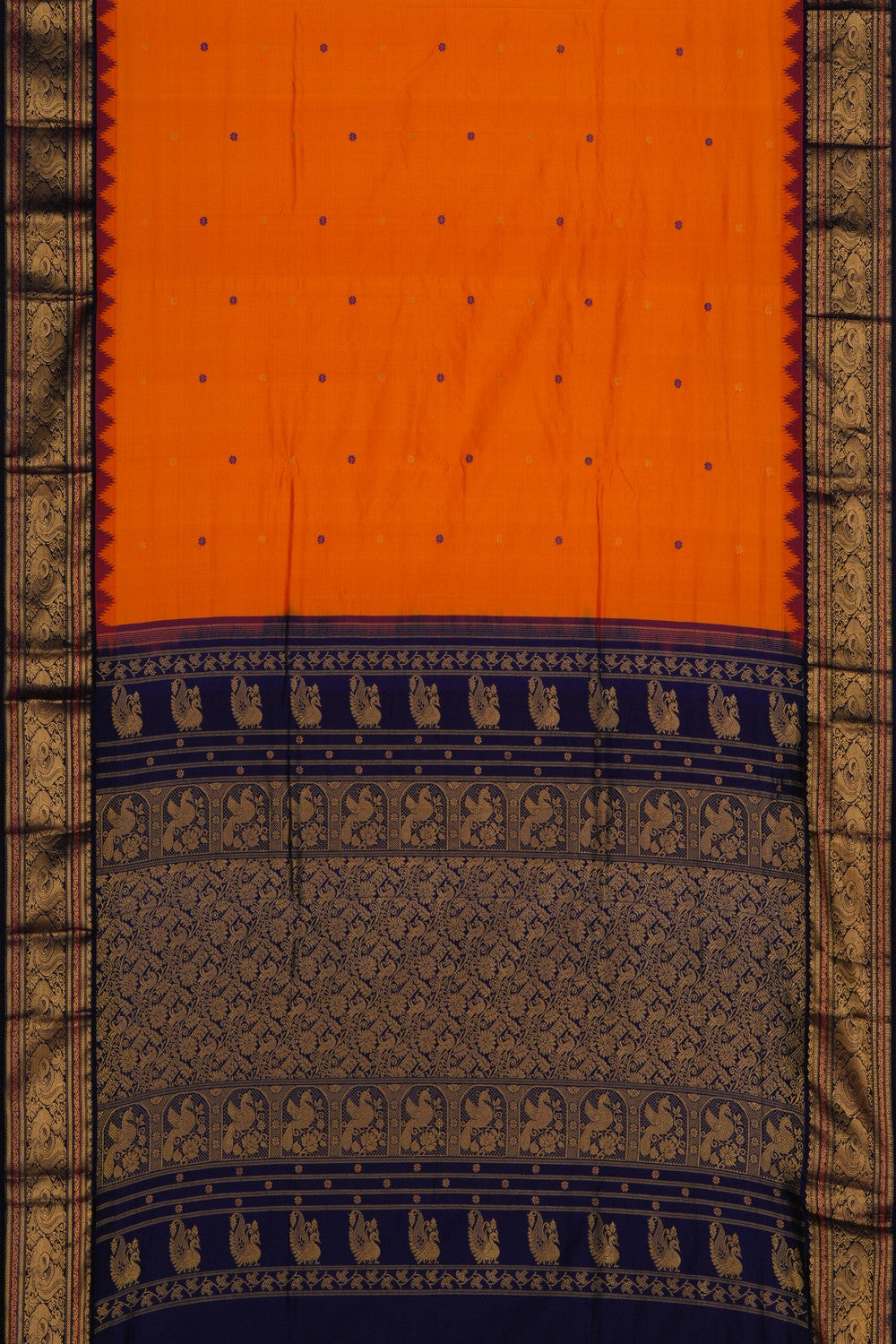 Narayanpet Pure Silk Orange Saree