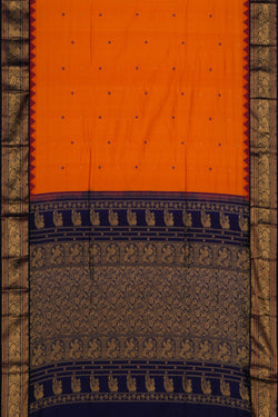 Image of Narayanpet Pure Silk Orange Saree