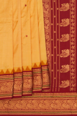 Image of Narayanpet Pure Silk Yellow Saree