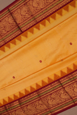Image of Narayanpet Pure Silk Yellow Saree