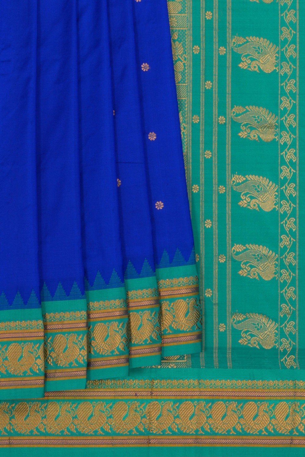 Image of Narayanpet Pure Silk Royal Blue Saree