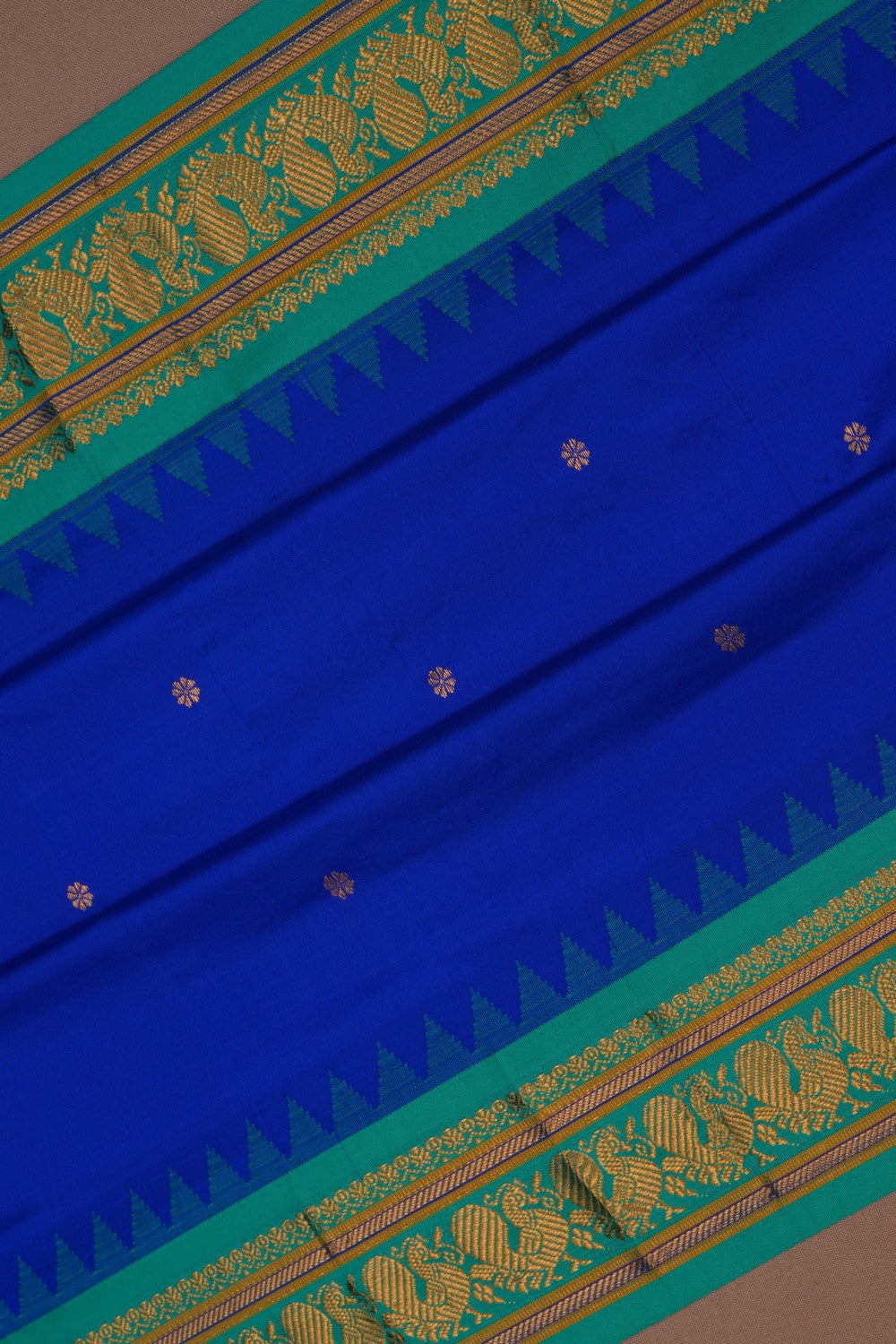 Image of Narayanpet Pure Silk Royal Blue Saree