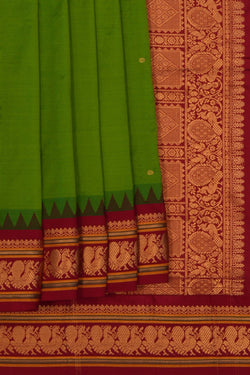 Image of Narayanpet Pure Silk Green Saree