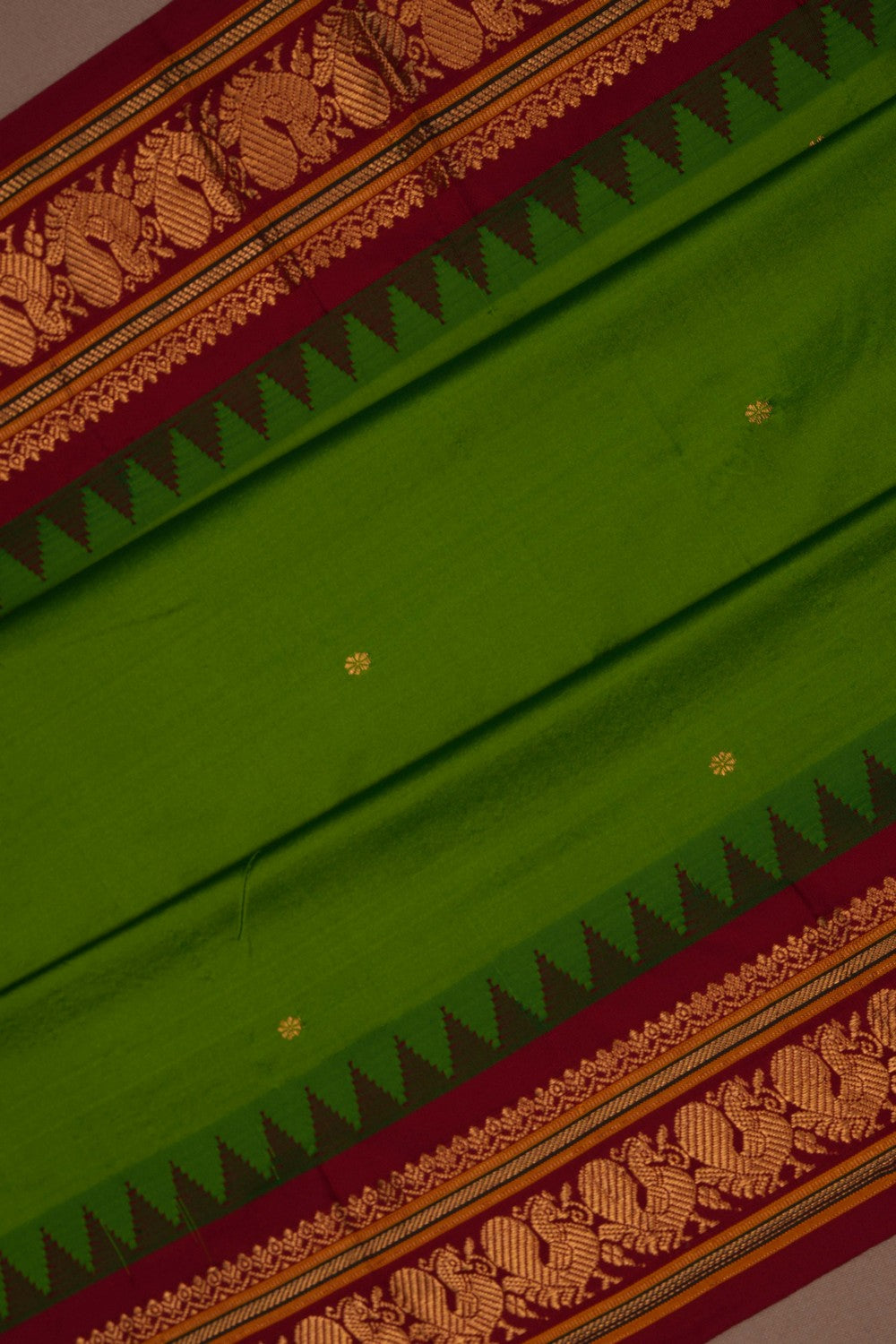 Image of Narayanpet Pure Silk Green Saree