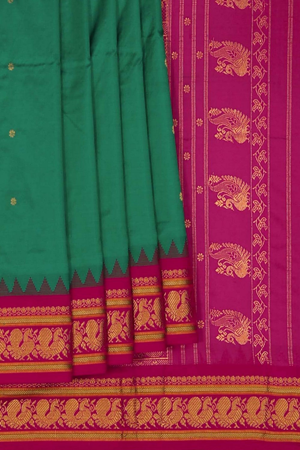 Image of Narayanpet Pure Silk Green Saree