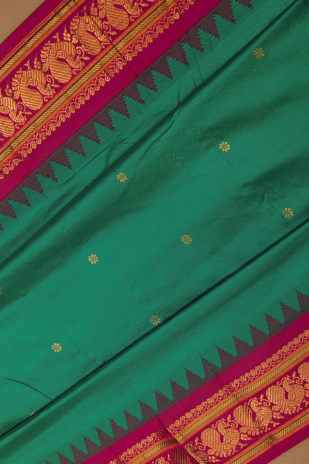 Image of Narayanpet Pure Silk Green Saree