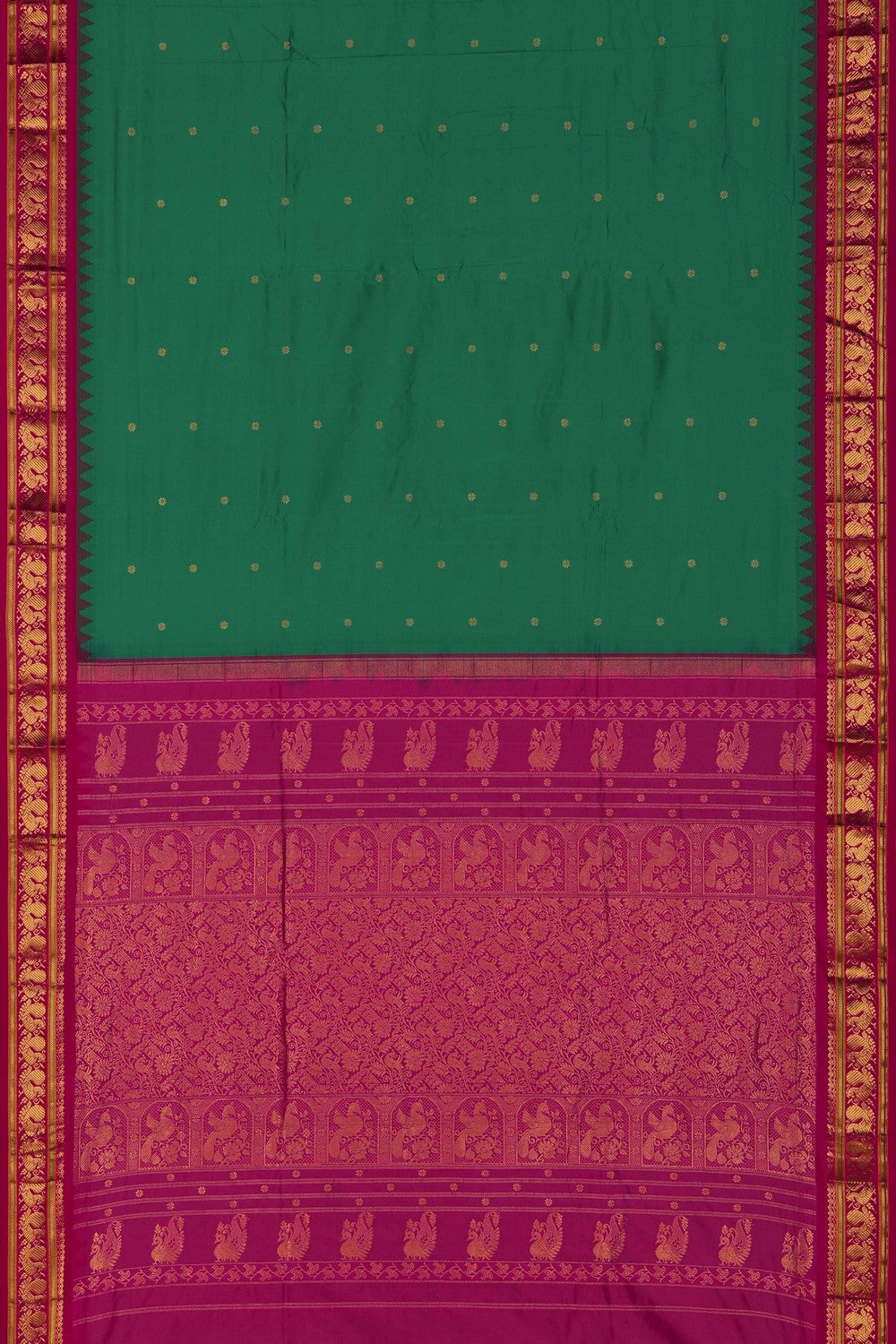 Image of Narayanpet Pure Silk Green Saree