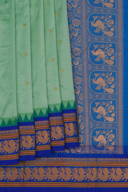 Image of Narayanpet Pure Silk Sea Green Saree