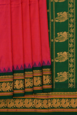 Image of Narayanpet Pure Silk Pink Saree