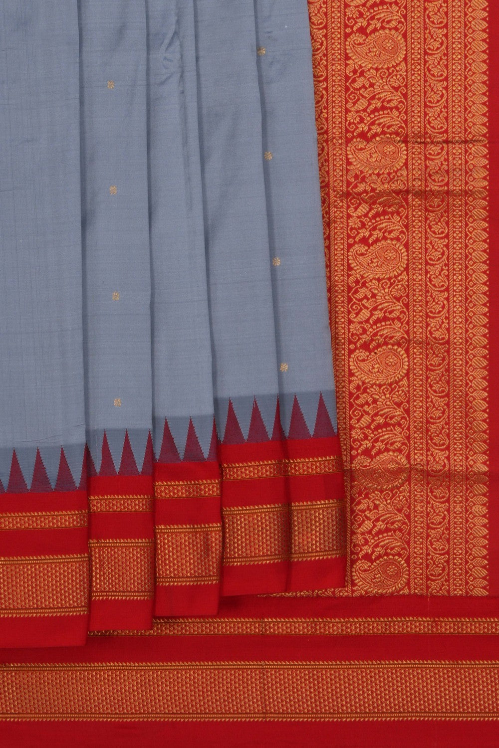 Image of Narayanpet Pure Silk Grey Saree