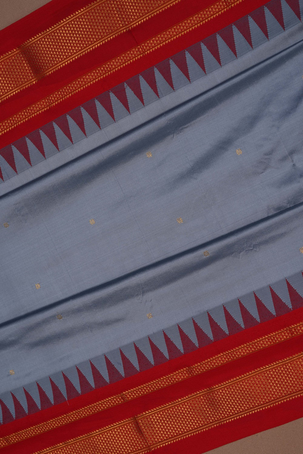 Image of Narayanpet Pure Silk Grey Saree