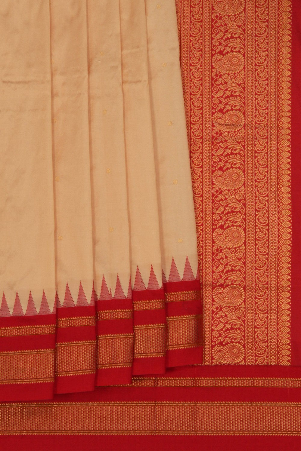 Image of Narayanpet Pure Silk Cream Saree