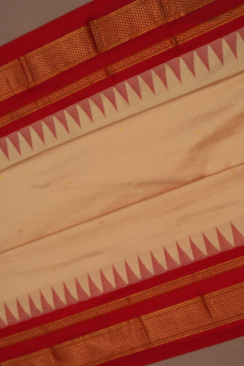 Image of Narayanpet Pure Silk Cream Saree