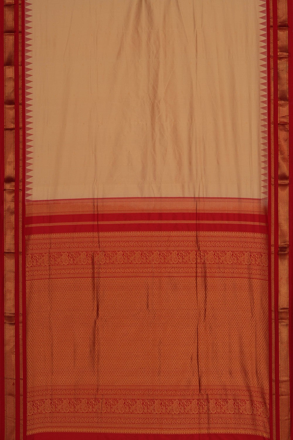 Image of Narayanpet Pure Silk Cream Saree