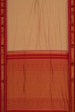 Image of Narayanpet Pure Silk Cream Saree