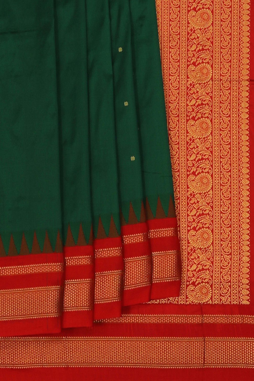 Image of Narayanpet Pure Silk Green Saree