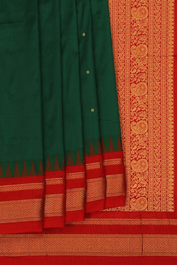 Image of Narayanpet Pure Silk Green Saree