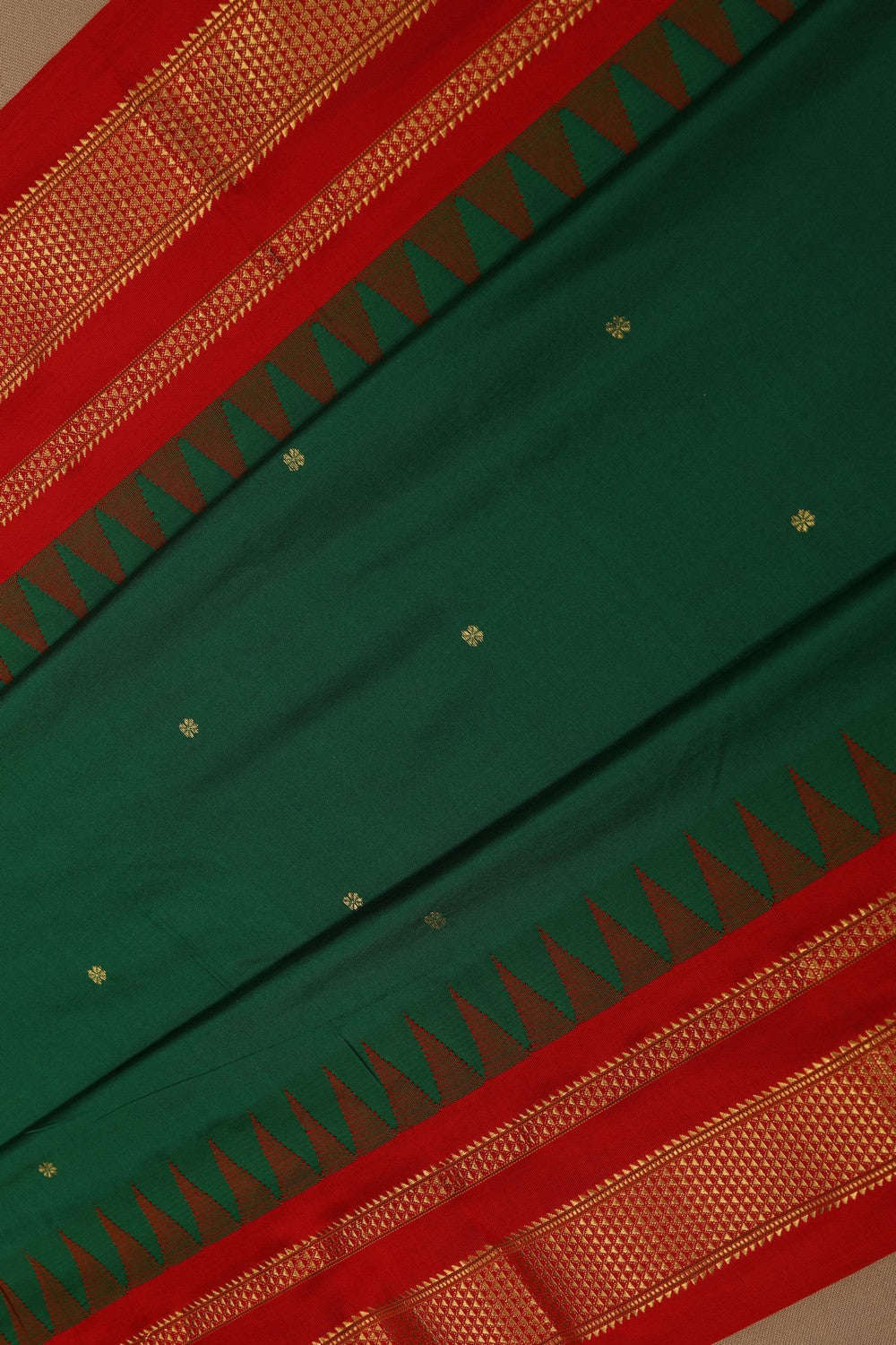 Image of Narayanpet Pure Silk Green Saree