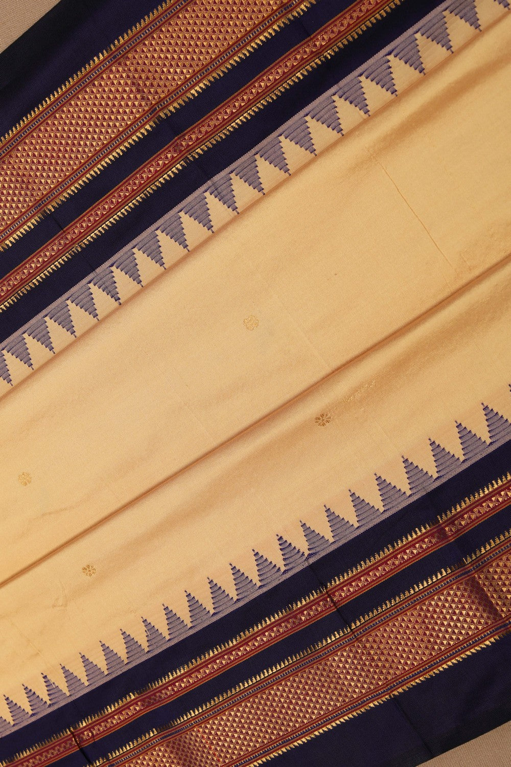 Image of Narayanpet Pure Silk Beige Saree