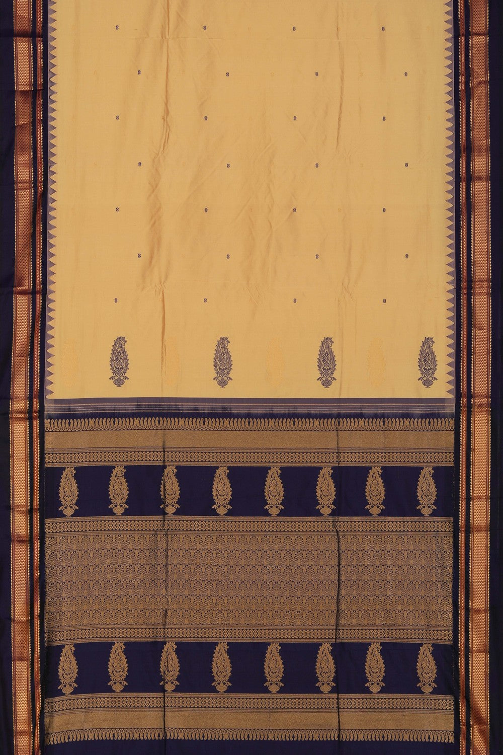 Image of Narayanpet Pure Silk Beige Saree