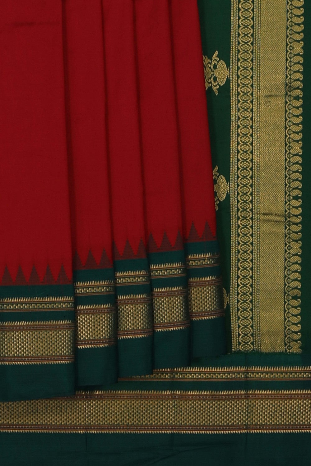 Image of Narayanpet Pure Silk Red Saree