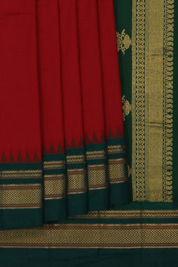 Image of Narayanpet Pure Silk Red Saree