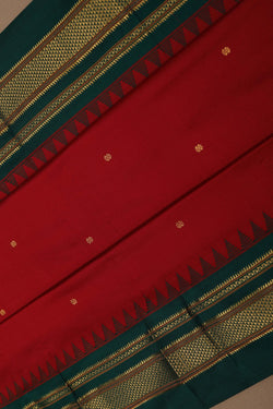 Image of Narayanpet Pure Silk Red Saree