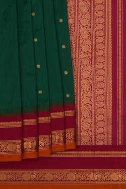 Image of Narayanpet Pure Silk Green Saree