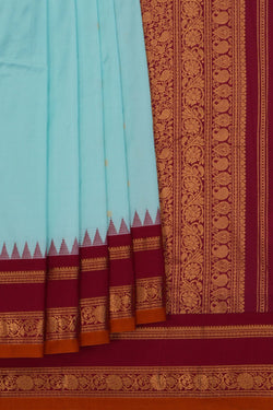 Image of Narayanpet Pure Silk Sea Blue Saree