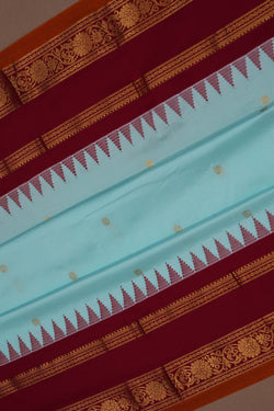 Image of Narayanpet Pure Silk Sea Blue Saree