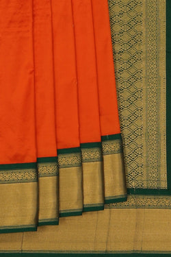Image of Narayanpet Pure Silk Orange Saree