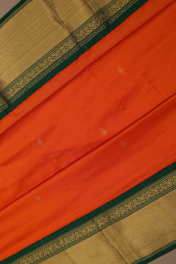 Image of Narayanpet Pure Silk Orange Saree