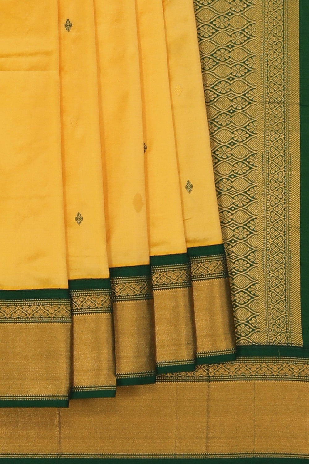 Image of Narayanpet Pure Silk Yellow Saree